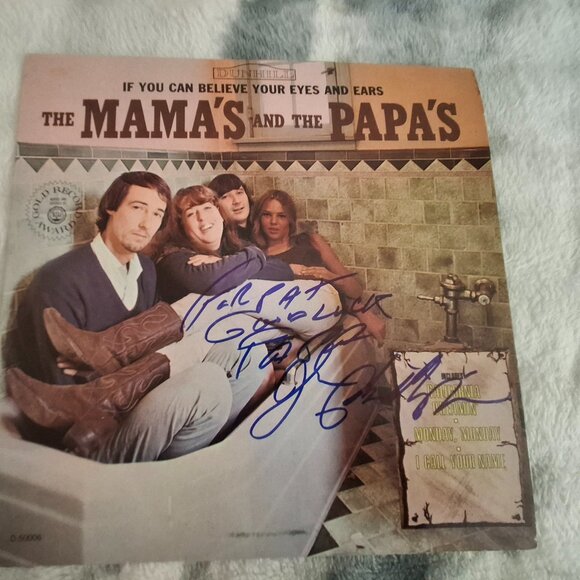 Autographed MAMAS & PAPAS Vinyl Album Believe Eyes Signed by John Phillips